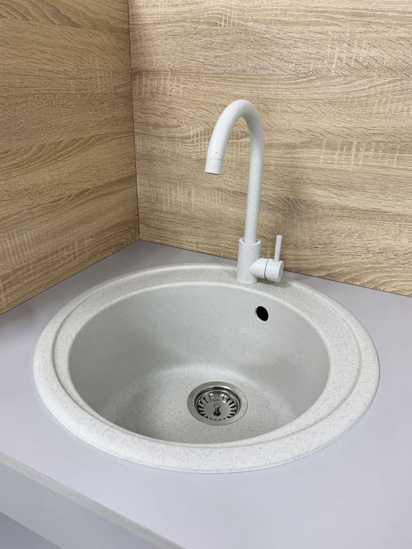 Мийка кухонна Adamant Sun, штучний камінь, кругла, без крила, 510x200мм, чаша - 1, врізна, Old stone