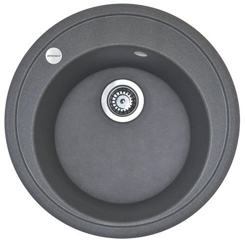 Мийка кухонна Adamant Sun, штучний камінь, кругла, без крила, 510x200мм, чаша - 1, врізна, сірий