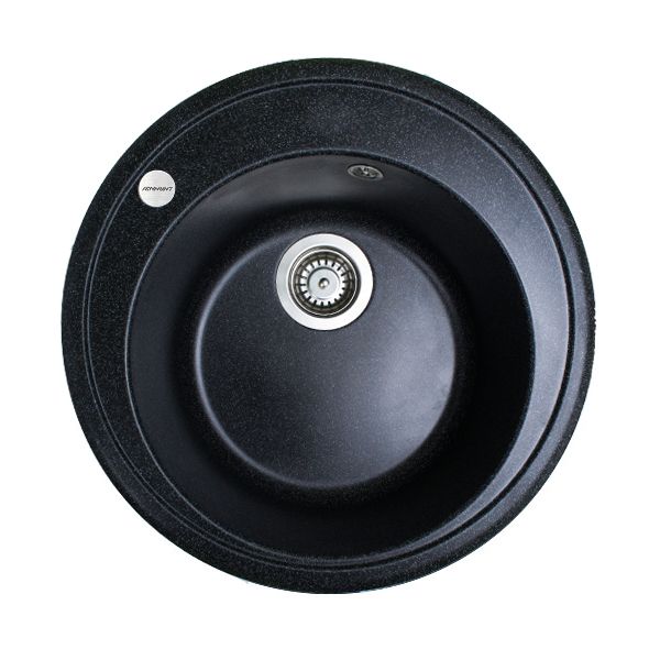 Мийка кухонна Adamant Sun, штучний камінь, кругла, без крила, 510x200мм, чаша - 1, врізна, чорний