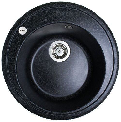 Мийка кухонна Adamant Sun, штучний камінь, кругла, без крила, 510x200мм, чаша - 1, врізна, чорний
