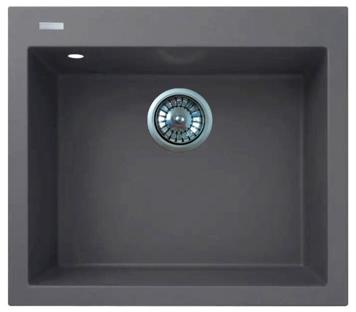 Мийка кухонна Adamant Univer, штучний камінь, квадрат, без крила, 560х500х200мм, чаша - 1, врізна, сірий