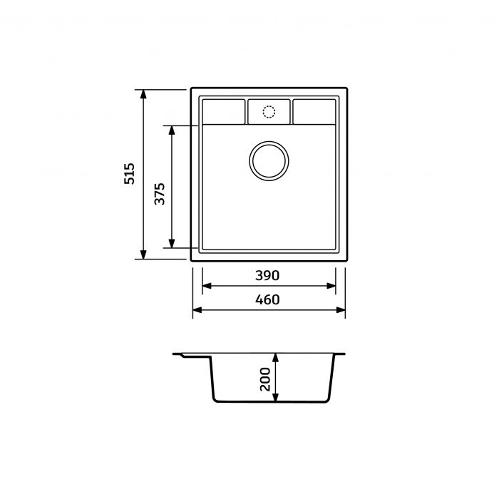 Набір кухонна Adamant Brick, штучний камінь, квадрат, без крила, 460x515x200мм, чаша - 1, врізна, Old stone + змішувач та дозатор
