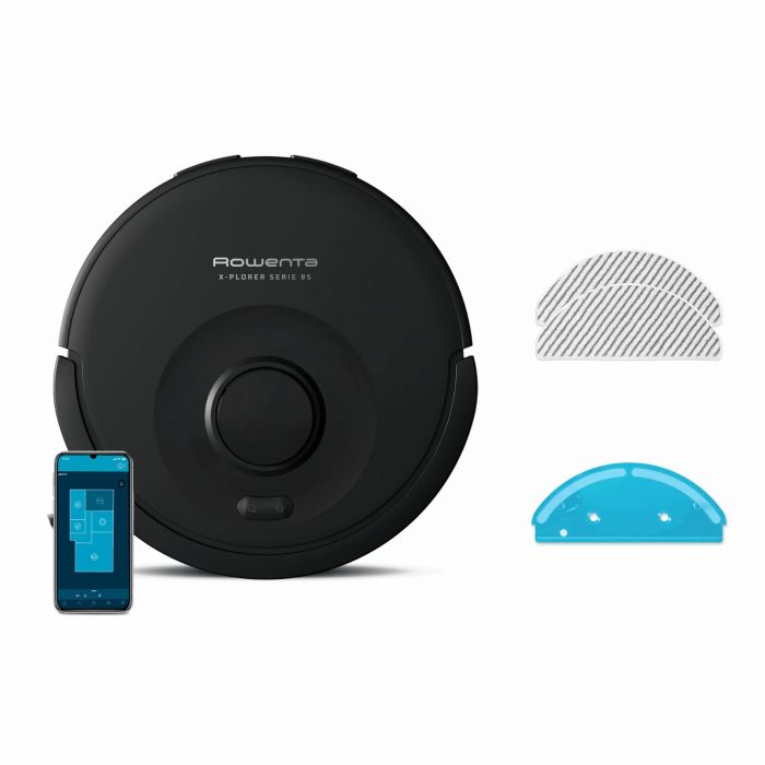 Робот-пилосос Rowenta миючий X-Plorer Serie 85, 6000ПаВт, h=9.7см, 0.26л, конт пил -0.29л, автон. робота до 270хв, чорний