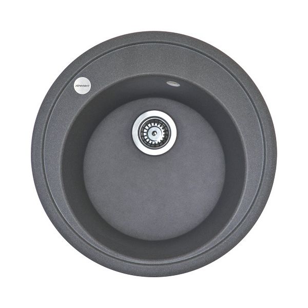 Набір кухонна Adamant Sun, штучний камінь, кругла, без крила, 510x200мм, чаша - 1, врізна, сірий + змішувач