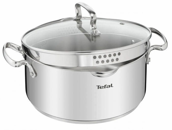 Каструля Tefal DUETTO+, 2.9л, з кришкою, нержавюча сталь, скло