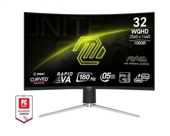 Монітор MSI 31.5" 325CQRF-QD-E2 2xHDMI, DP, USB-C, 2xUSB, VA, 2560x1440, 180Hz, 0.5ms, sRGB 141%, CURVED, AdaptiveSync, HAS