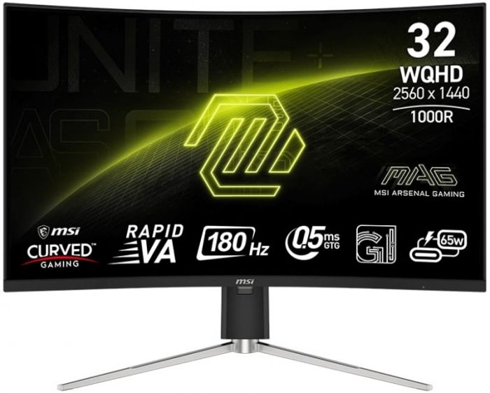 Монітор MSI 31.5" 325CQRF-QD-E2 2xHDMI, DP, USB-C, 2xUSB, VA, 2560x1440, 180Hz, 0.5ms, sRGB 141%, CURVED, AdaptiveSync, HAS