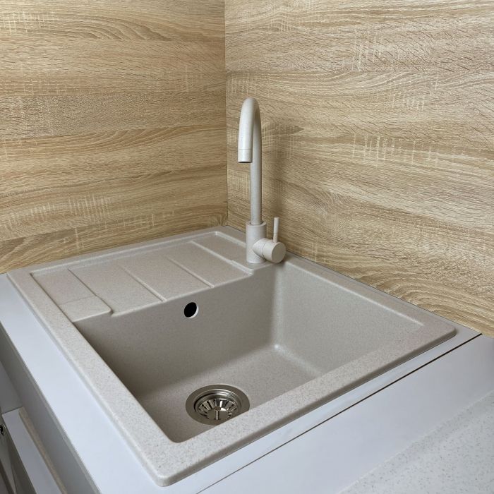 Набір кухонний Adamant Anila, штучний камінь, прямокут., з крилом, 645х495х200мм, чаша - 1, врізна, Avena + змішувач та дозатор
