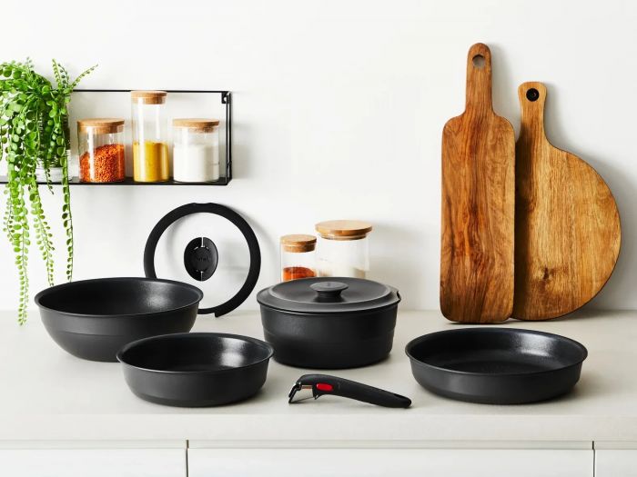 Набір посуду Tefal Ingenio Inspiration, 6 предметів, алюміній, скло, бакеліт, чорний