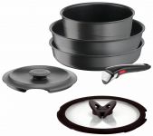Набір посуду Tefal Ingenio Inspiration, 6 предметів, алюміній, скло, бакеліт, чорний