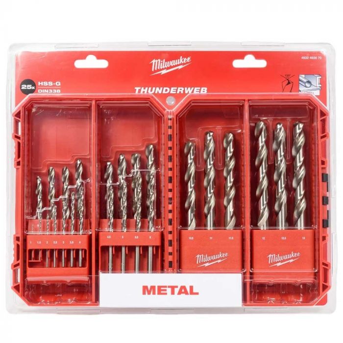 Набір свердел по металу Milwaukee THUNDERWEB, HSS-G, 1-13мм, кейс, 25шт