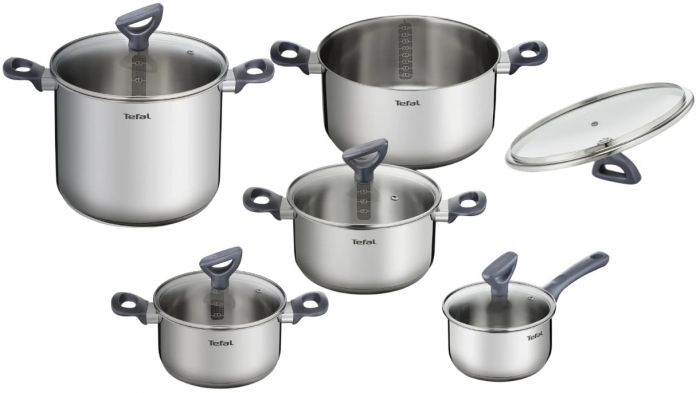 Набір посуду Tefal Daily Cook, 10предметів, нержавіюча сталь, бакеліт, скло