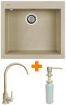 Набір кухонний Adamant Univer, штучний камінь, квадрат, без крила, 560х500х200мм, чаша - 1, врізна, Сахара + змішувач та дозатор