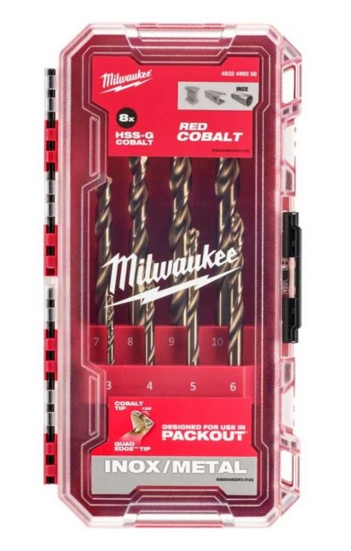 Набір свердел по металу Milwaukee HSS-Co PACKOUT, 3-10мм, кейс, 8шт