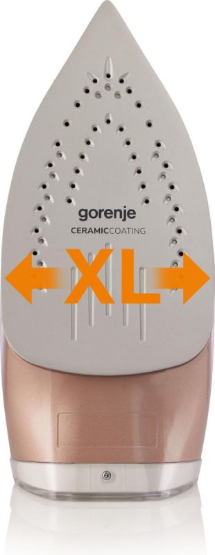 Праска Gorenje, 3200Вт, 420мл, паровий удар-250гр, верт. відпарювання, антинакип, автовідключення, керам. підошва, бронзово-білий