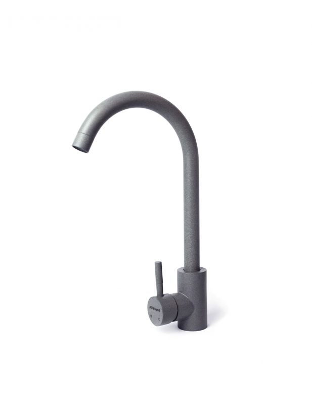 Набір кухонний Adamant Ovum, штучний камінь, овальна, з крилом, 615х495х200мм, чаша - 1, врізна, сірий + змішувач