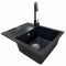 Набір кухонний Adamant Minimal, штучний камінь, прямокут., з крилом, 615х495х200мм, чаша - 1, врізна, чорний + змішувач