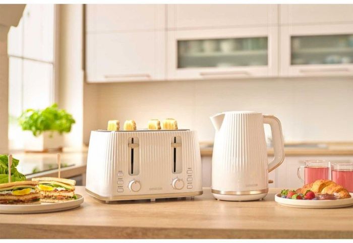 Тостер Sencor 1860Вт, підігрів, розморожування, 4 слоти, пластик, білий