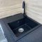 Набір кухонний Adamant Minimal, штучний камінь, прямокут., з крилом, 615х495х200мм, чаша - 1, врізна, чорний + змішувач та дозатор