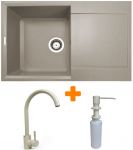 Набір кухонний Adamant Horizon, штучний камінь, прямокут., з крилом, 780х495х230мм, чаша - 1, врізна, Avena + змішувач та дозатор