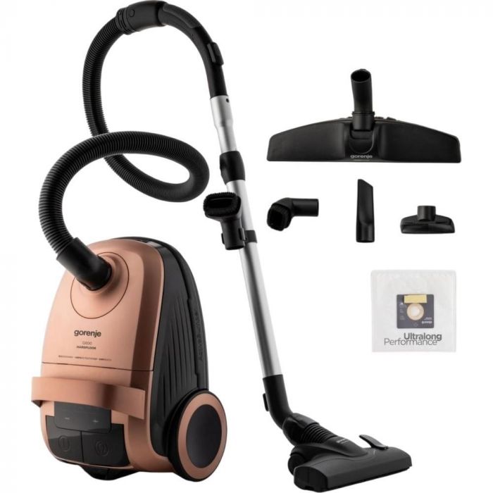 Пилосос Gorenje мішковий, 850Вт, конт пил -3л, HEPA, телескоп трубка, бронзовий