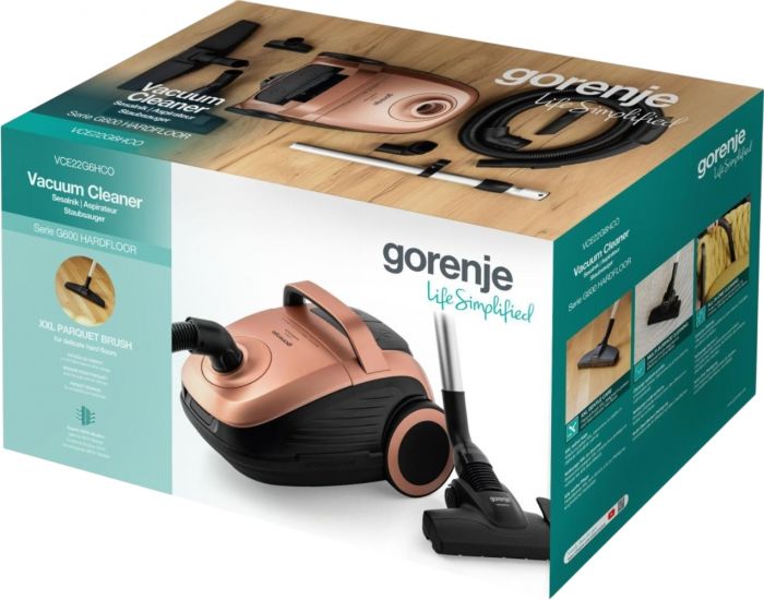 Пилосос Gorenje мішковий, 850Вт, конт пил -3л, HEPA, телескоп трубка, бронзовий