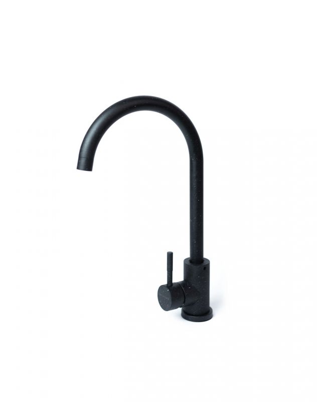 Набір кухонний Adamant Horizon Medium, штучний камінь, прямокут., з крилом, 700х500х230мм, чаша - 1, врізна, чорний + змішувач та дозатор