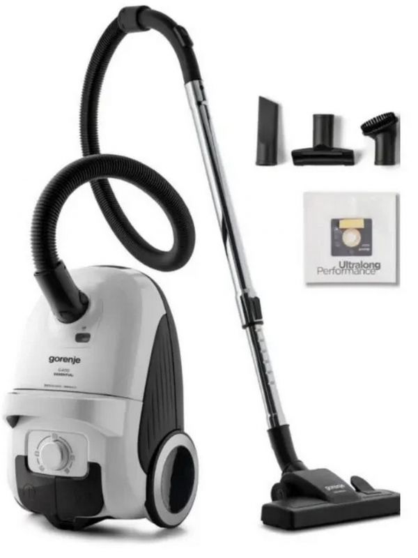 Пилосос Gorenje мішковий, 750Вт, конт пил -3л, HEPA, телескоп трубка, білий