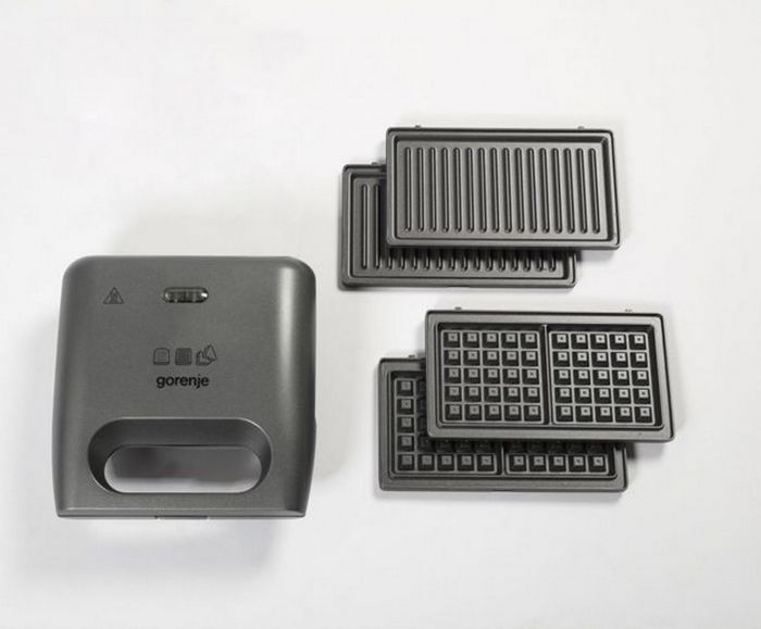 Міні-гриль Gorenje 700Вт, алюміній, 1 пластина-гриль , корпус-пластик+метал, сірий