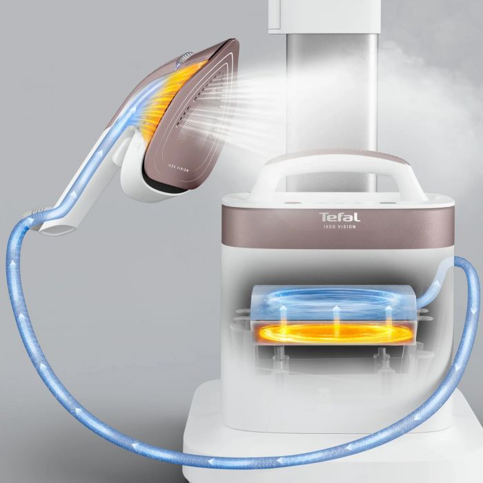 Прасувальна система Tefal IXEO Vision, 2200Вт, 1200мл, паровий удар -200гр, верт. відпарювання, керам. підошва, білий