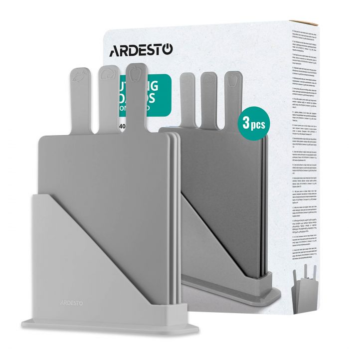 Набір дошок кухонних на підставці ARDESTO Fresh, 3шт, 24.1х33х7.9см, пластик