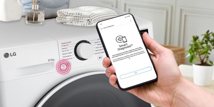 Прально-сушильна машина LG фронтальна, 9(5)кг, 1200, А, 48см, дисплей, пара, інвертор, білий