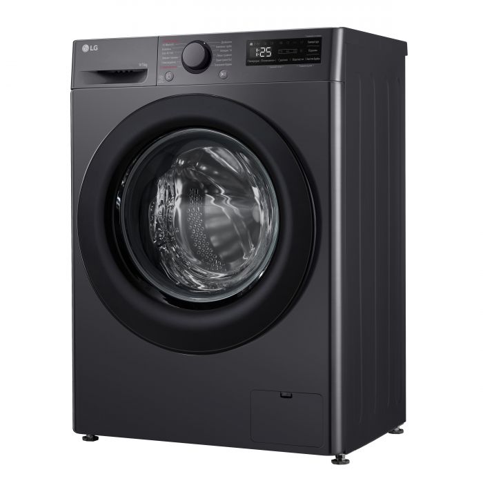 Прально-сушильна машина LG фронтальна, 9(5)кг, 1200, A, пара, 48см, дисплей, пара, інвертор, чорний