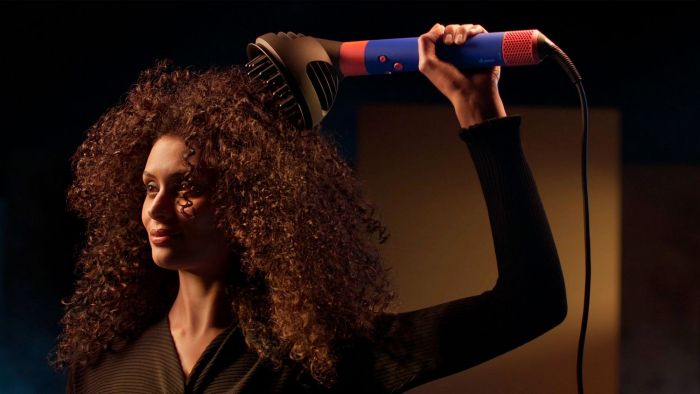 Стайлер Dyson Airwrap I.D. HS08 Curly+Coily Complete Long Vinca Blue/Topaz, 1300Вт, темп.режимів-3, насадок-6, кейс, кераміка, синьо-мідний