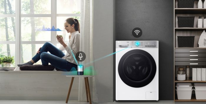 Прально-сушильна машина LG фронтальна, 9(5)кг, 1200, А, 48см, дисплей, пара, інвертор, EcoHybrid, білий