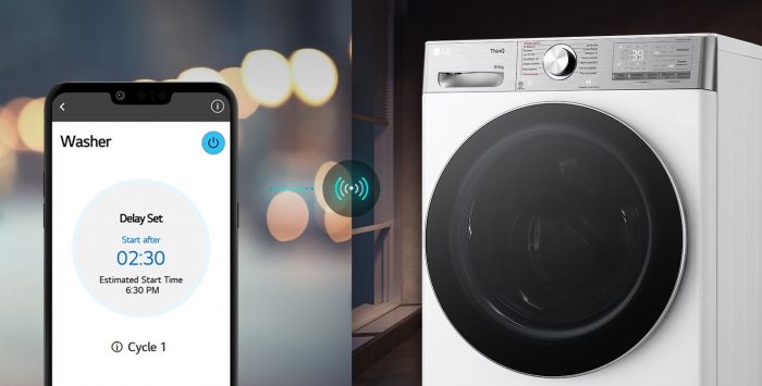 Прально-сушильна машина LG фронтальна, 9(5)кг, 1200, А, 48см, дисплей, пара, інвертор, EcoHybrid, білий