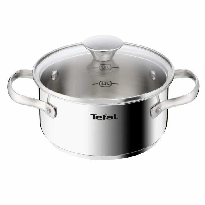 Каструля Tefal Minis, з кришкою,1.5 л, нержавіюча сталь, скло