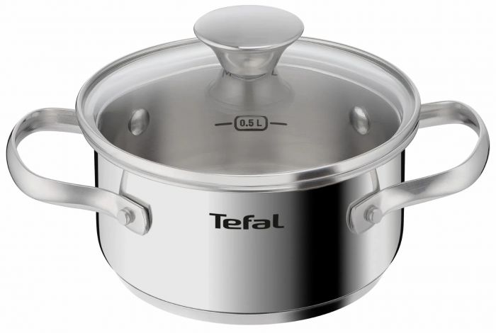 Каструля Tefal Minis, з кришкою,1л, нержавіюча сталь, скло