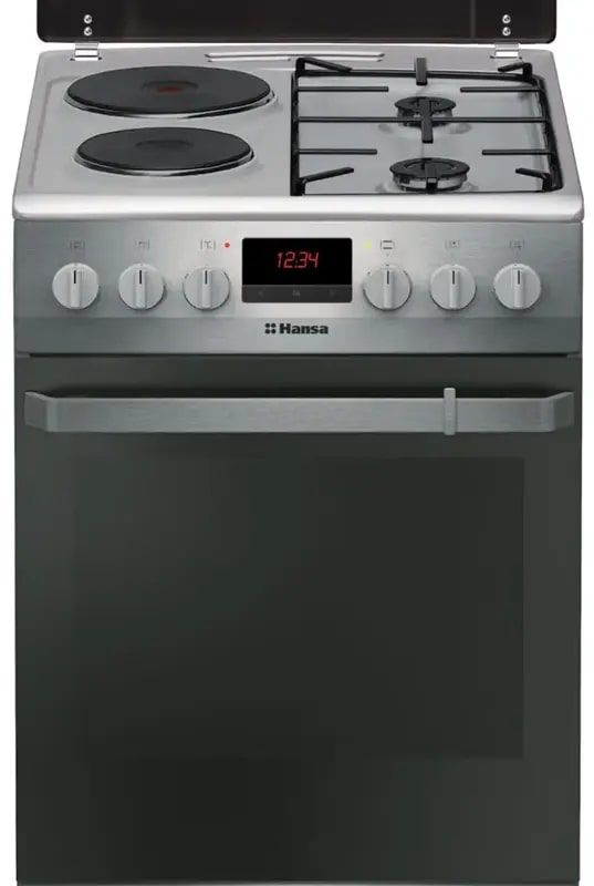 Плита Hansa з комбі. вар. поверхнею, 50х60см, 62л, емаль, газ контр., дисплей, нержавіюча сталь