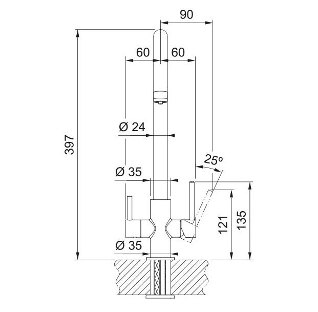 Змішувач для кухні Franke Lina Clear Water, довж.виливу - 216 мм, поворотний, 1+1 фільтр, чорний матовий