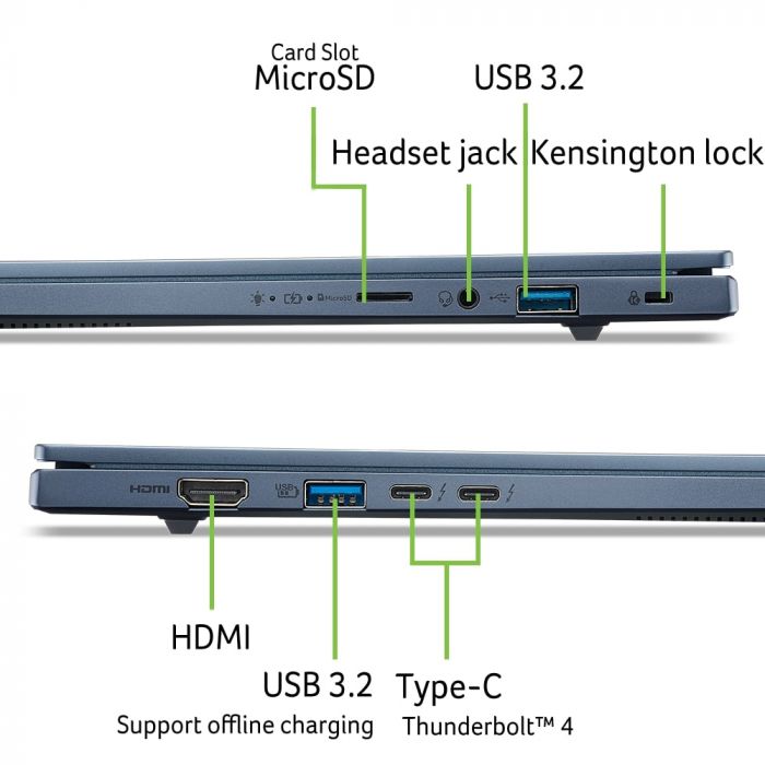 Ноутбук Acer Swift Go 14 SFG14-75 14" WUXGA OLED, Intel U9-288V, 32GB, F1TB, UMA, Win11, синій