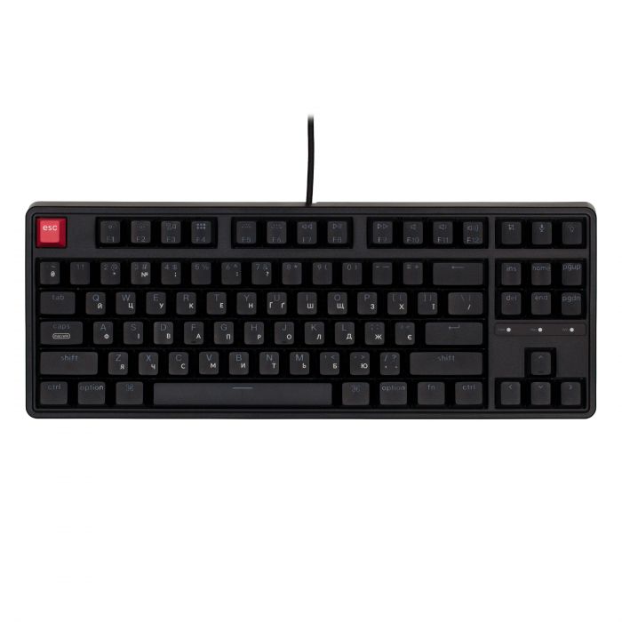 Клавіатура механічна Keychron C3 Pro V2 87Key, K pro Red, USB-A, QMK, Hot-swap, 8K, EN/UKR, RGB, чорний