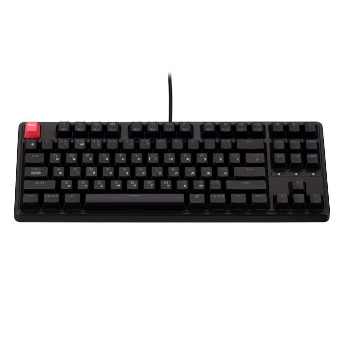 Клавіатура механічна Keychron C3 Pro V2 87Key, K pro Red, USB-A, QMK, Hot-swap, 8K, EN/UKR, RGB, чорний