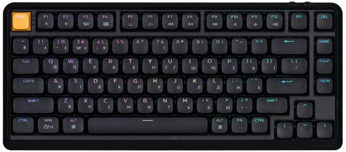 Клавіатура механічна Keychron J1 82Key, K pro Red, WL/BT/USB-A, QMK, Hot-swap, EN/UKR, RGB, чорний
