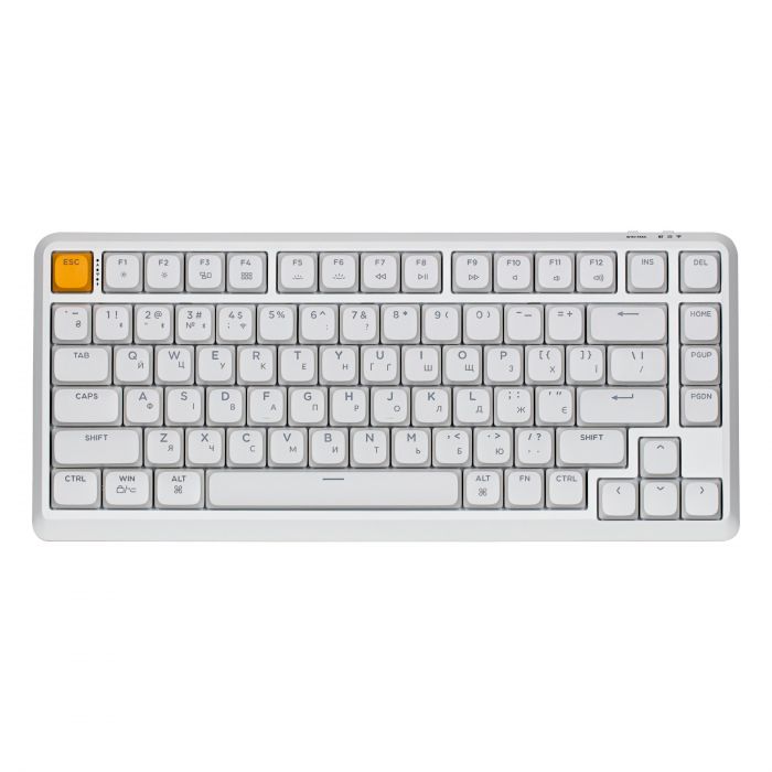 Клавіатура механічна Keychron J1 82Key, K pro Red, WL/BT/USB-A, QMK, Hot-swap, EN/UKR, RGB, білий