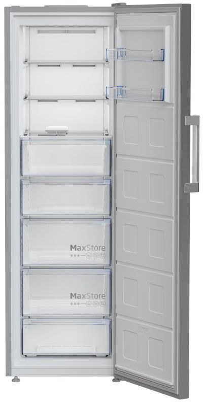 Морозильна камера Beko, 187x60x71, 286л, 1дв., E, NF, нержавіюча сталь