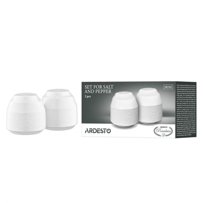 Набір для солі та перцю ARDESTO Ancona, 2 предмети, 5.4х5.5см, порцеляна, білий
