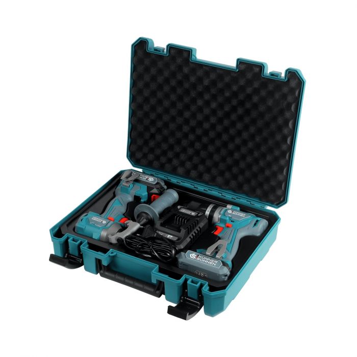 Набір із двох акумуляторних інструментів Konner&Sohnen KS IDISD 20V SET 2 20В дриль ударний, гвинтоверт, швидкий ЗП 2А акб 2х2А·год кейс 5кг