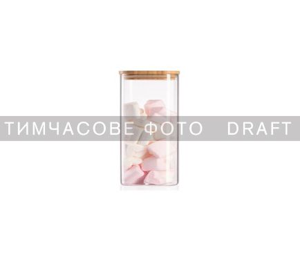 Банка для зберігання ARDESTO Midori 1000мл, скло, бамбук, квадратна, прозорий