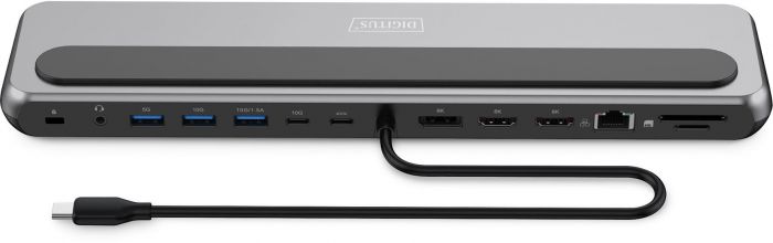 Док-станція DIGITUS USB-C > 2xHDMI/1xDP/3xUSB-A/USB-C/RJ54/PD/Audio